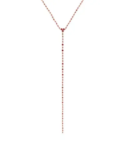 Shay Rose Gold And Pink Sapphire Infinity Y Lariat Necklace In Red