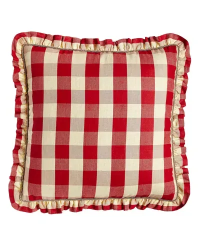 Sherry Kline Home Ruffled French Country Buffalo-check European Sham In Red