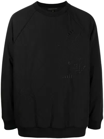 Shiatzy Chen Quilted Embroidered-motif Sweatshirt In Black