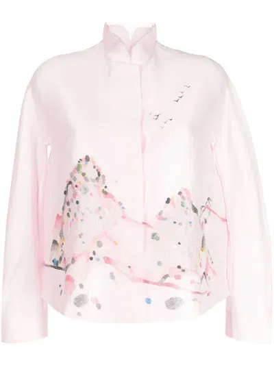 Shiatzy Chen Renascent Collection Organza-panels Jacket In Pink