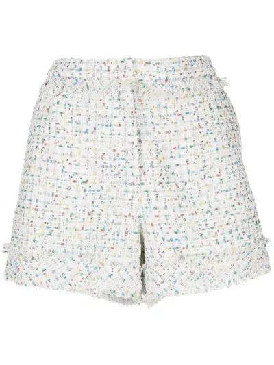 Shiatzy Chen Tweed Mini Shorts In White