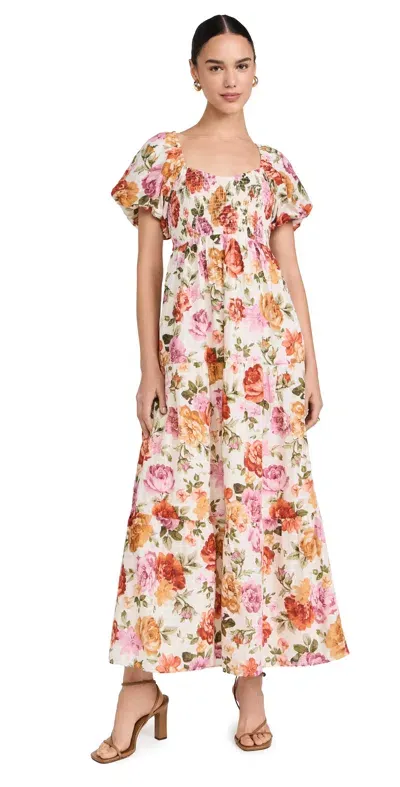 Show Me Your Mumu Joanna Midi Dress Ivory Hillside Floral