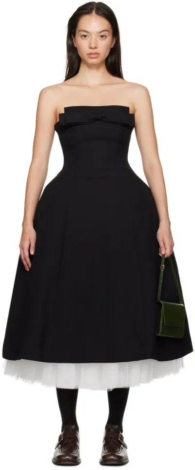 Shushu-tong Shushu/tong Strapless Bow Front Midi Dress In Black