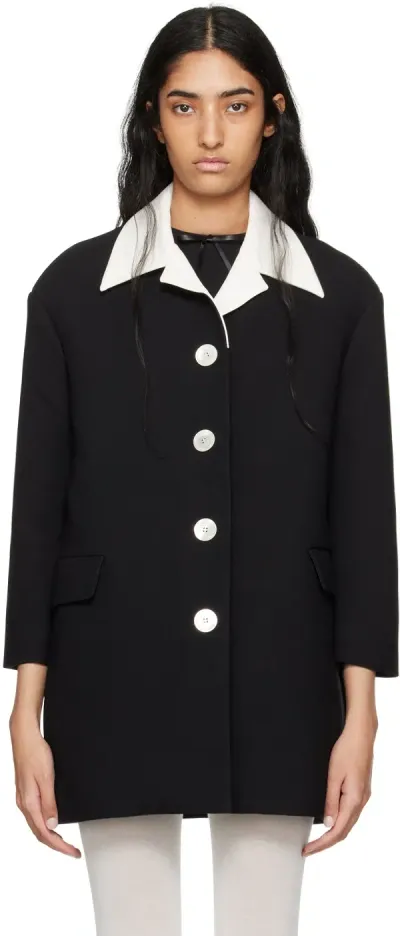 Shushu-tong Black Retro Lapel Coat In Ba100 Black