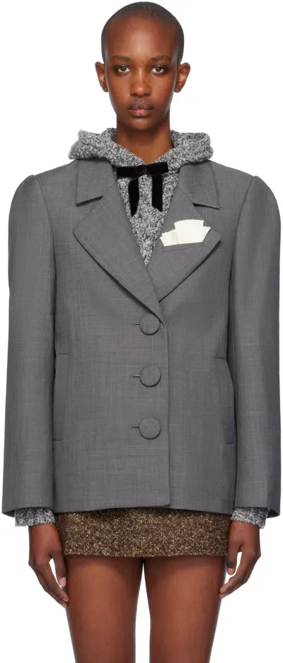 Shushu-tong Gray Oversized Suit Blazer In Gr100 Grey