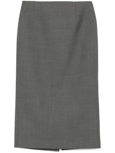 Shushu-tong Mélange-effect Midi Skirt In Grey