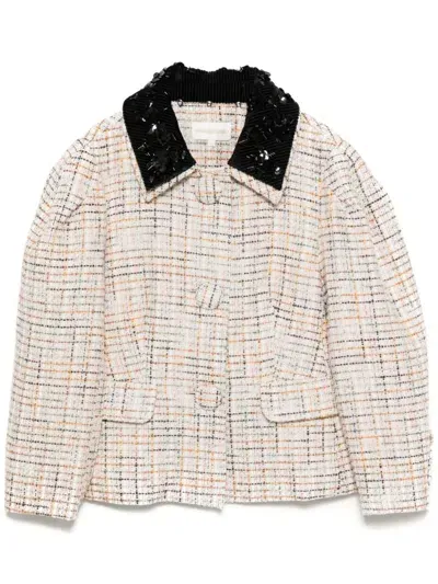 Shushu-tong Sequin-embellished Tweed Jacket In Neutrals