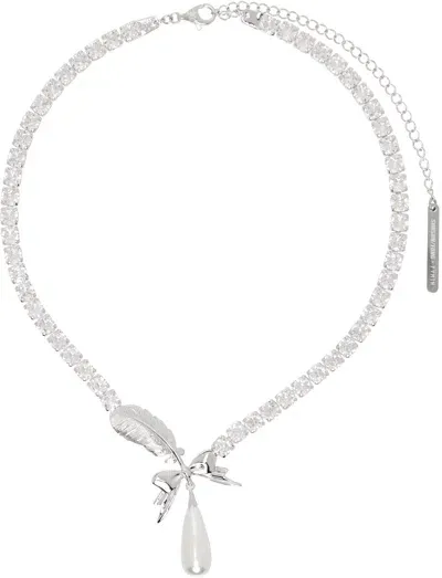 Shushu-tong Silver Yvmin Edition Teardrop Zircon Feather Necklace