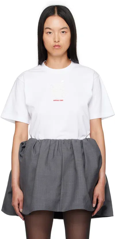 Shushu-tong White Embroidered-logo T-shirt