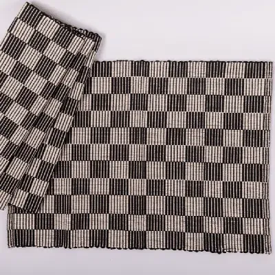 Siafu Home Handloomed Checkered Placemats In Black