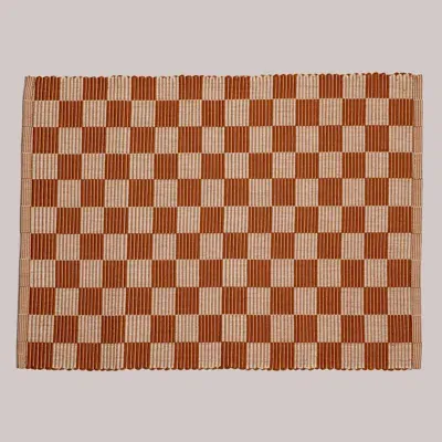 Siafu Home Handloomed Checkered Placemats In Brown