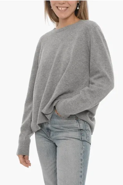 Sibel Saral Wool And Cashmere Crew-neck Sweater With Back Slit In Gray