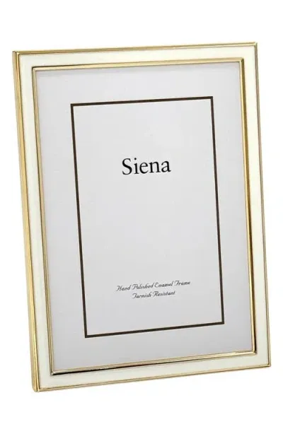 Siena Wide Enamel With Gold Frame, 5 X 7 In White