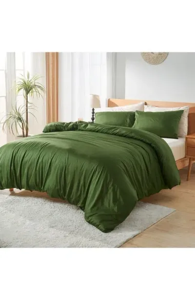 Sijo Luxesoft Organic Cotton Sateen Duvet Cover In Green