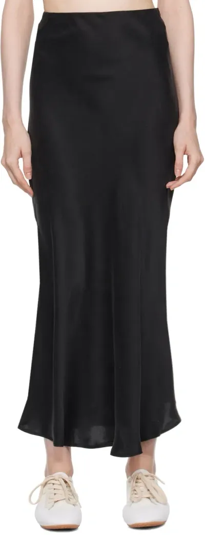 Silk Laundry Black Bias-cut Maxi Skirt