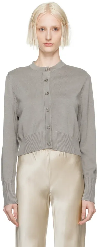 Silk Laundry Gray Cropped Cardigan In Moon