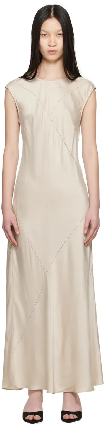 Silk Laundry Off-white Splice Maxi Dress In Hazelnut