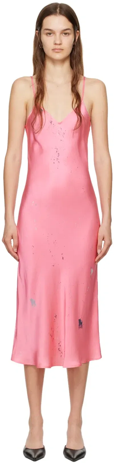 Silk Laundry Pink 90s Slip Dress In Hog Wash