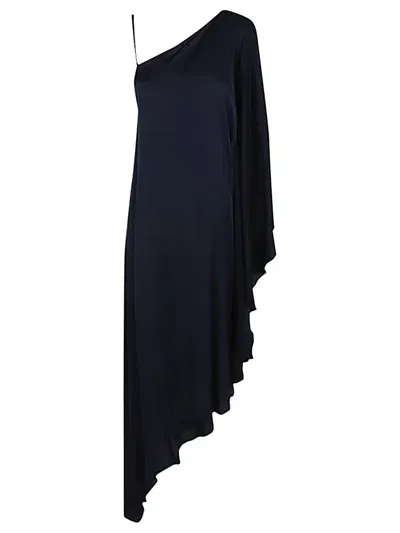 Silk95 Five Long Asymmetrical Silk Dress In Blue