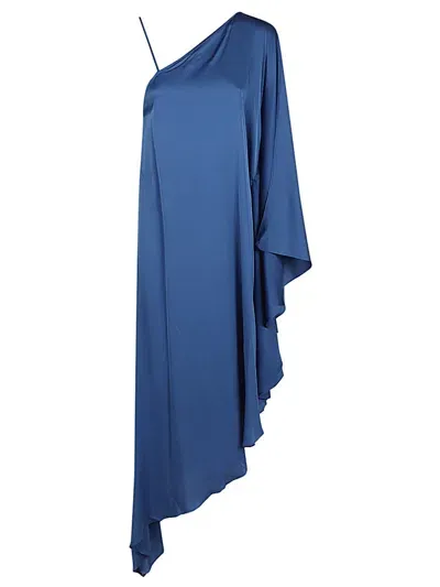 Silk95 Five Long Asymmetrical Silk Dress In Blue