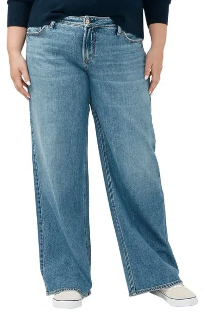 Silver Jeans Co. Suki Curvy Mid Rise Wide Leg Jeans In Indigo