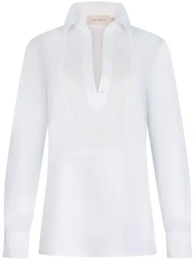 Silvia Tcherassi Bega Long-sleeve Blouse In White