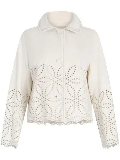 Silvia Tcherassi Belen Eyelet-detail Shirt Jacket In Neutrals