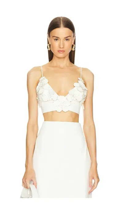 Silvia Tcherassi Ibbie Embellished Faux Leather Crop Top In White