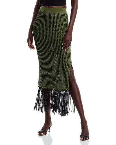 Simkhai Arden Skirt Fringe Hem Skirt In Army Green