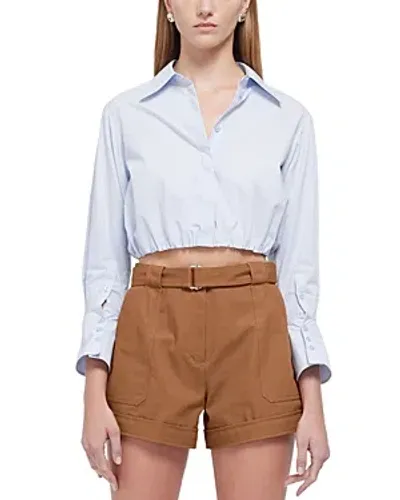 Simkhai Blythe Cotton Cropped Shirt In Blue Haze