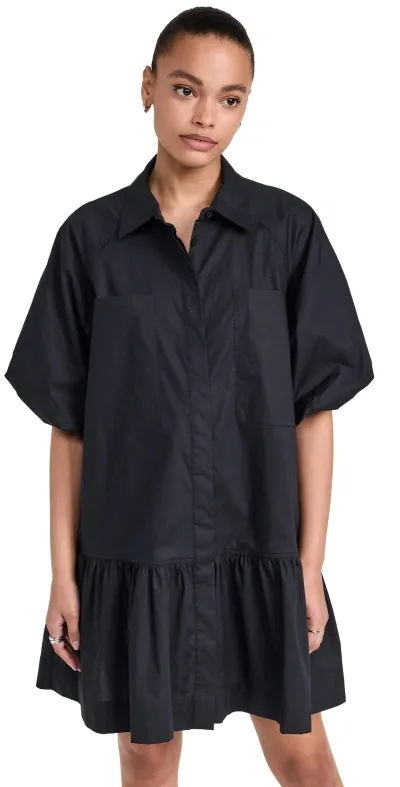 Simkhai Crissy Cotton Poplin Dress Black