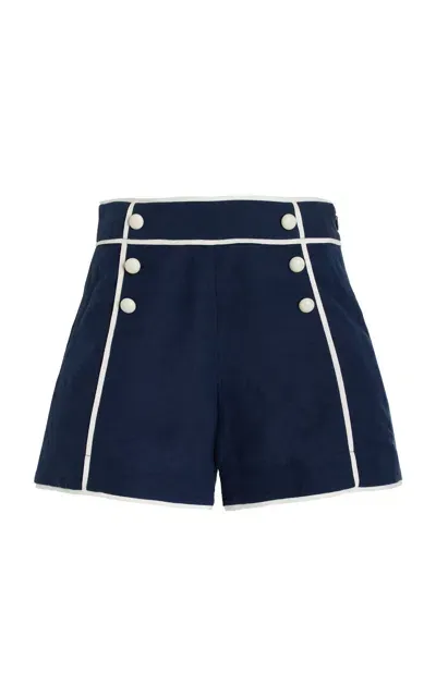 Simkhai Crosby Linen-blend Shorts In Blue