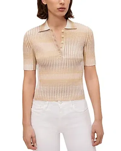 Simkhai Devina Short Sleeve Polo Shirt In Sand Multi