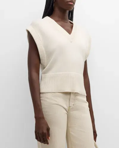 Simkhai Erin Cotton-blend V-neck Sweater Vest In Ivory