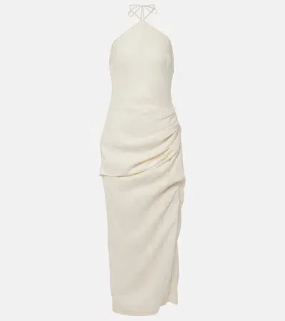 Simkhai Hansel Halterneck Linen Maxi Dress In White