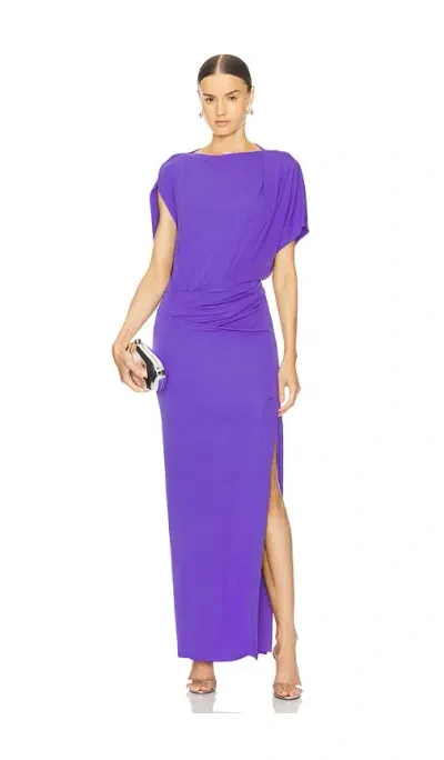 Simkhai Hollins Asymmetrical Cape Gown In Purple