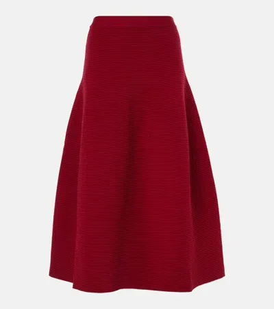 Simkhai Jennifer Ribbed-knit Midi Skirt In Red