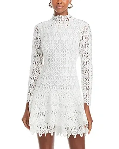 Simkhai Joy Lace Mock Neck Mini Dress In White