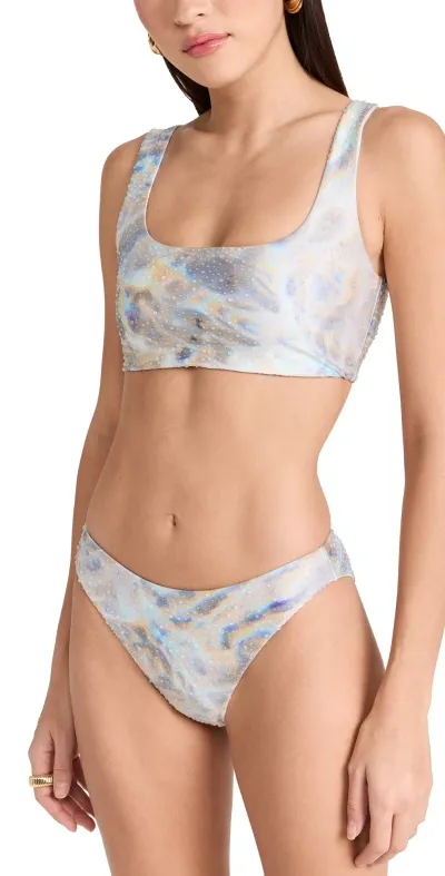 Simkhai Klaine Bikini Top Water Print Mother Of Pearl