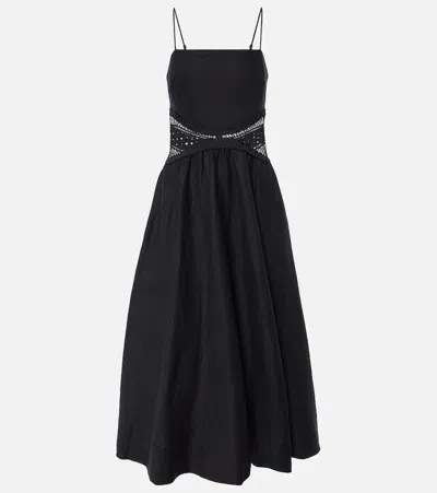 Simkhai Malena Linen-blend Midi Dress In Schwarz