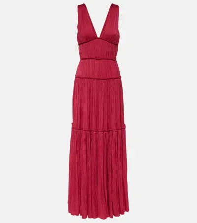 Simkhai Mandi Pleated Gown In Cherry