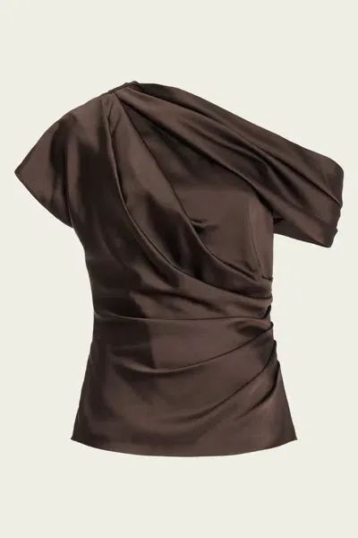 Simkhai Phoebe Draped Top In Chocolate