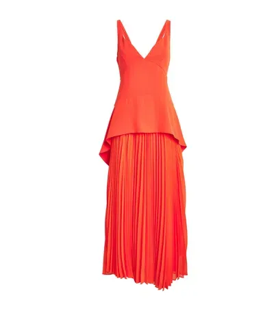 Simkhai Pleated Sequoia Maxi Dress In Orange