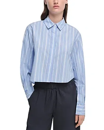 Simkhai Renata Cropped Stripe Shirt In Wide Oxford