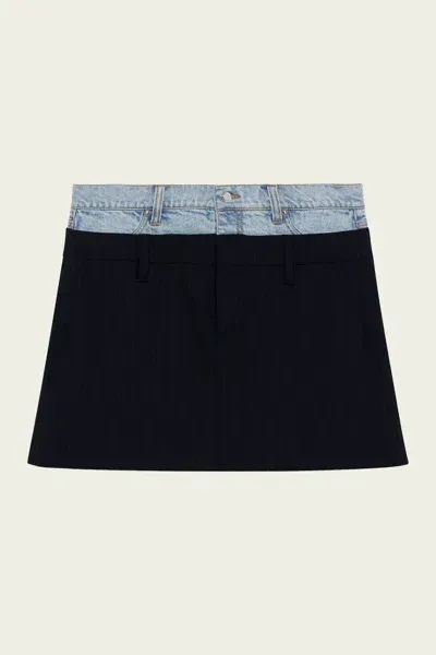 Simkhai Rilee Double Waistband Mini Skirt In Midnight Pinstripe Multi In Blue