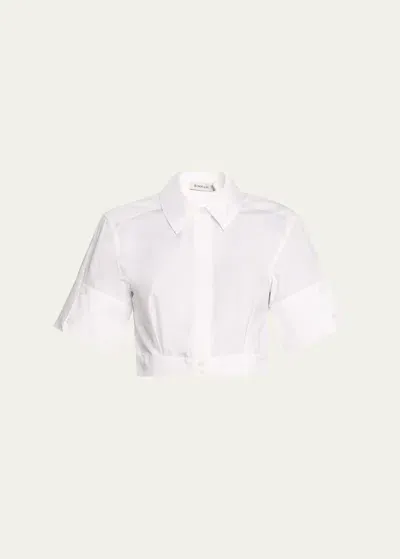 Simkhai Sabrina Cropped Cotton Button-front Shirt In White