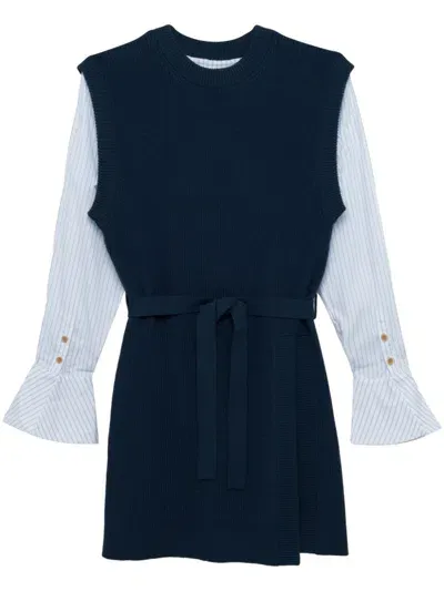 Simkhai Shai Belted Sweater Dress In Blau