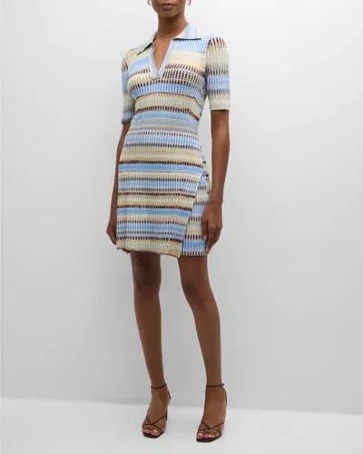 Simkhai Women's Solana Stripe Rib-knit Polo Minidress In French Blue Multi