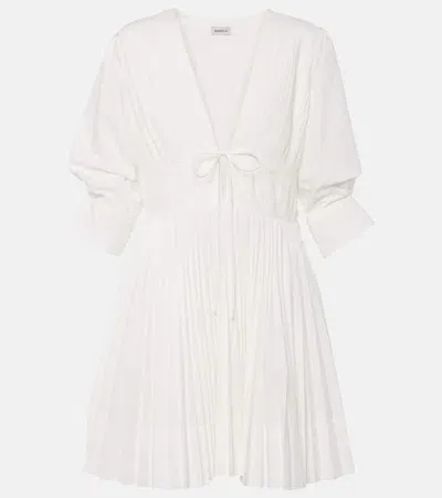 Simkhai Steph Pleated Cotton-blend Minidress In White