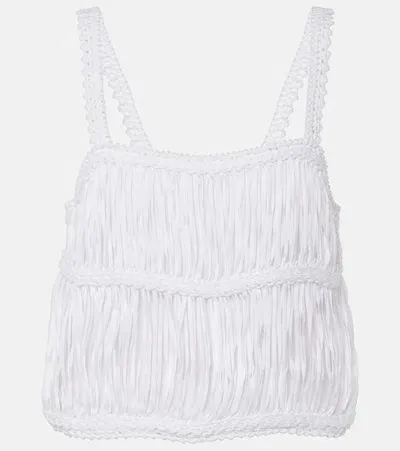 Simkhai Sterling Macramé Cotton Crop Top In White